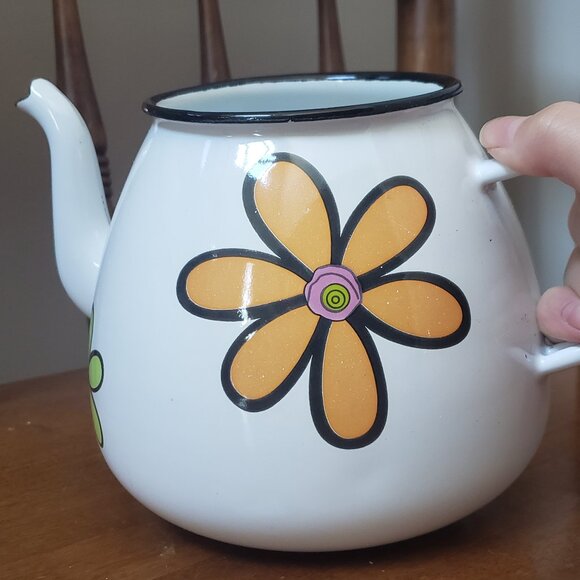 Emalia Oskusz 1907 Enamel Flower Tea Pot - Picture 8 of 11